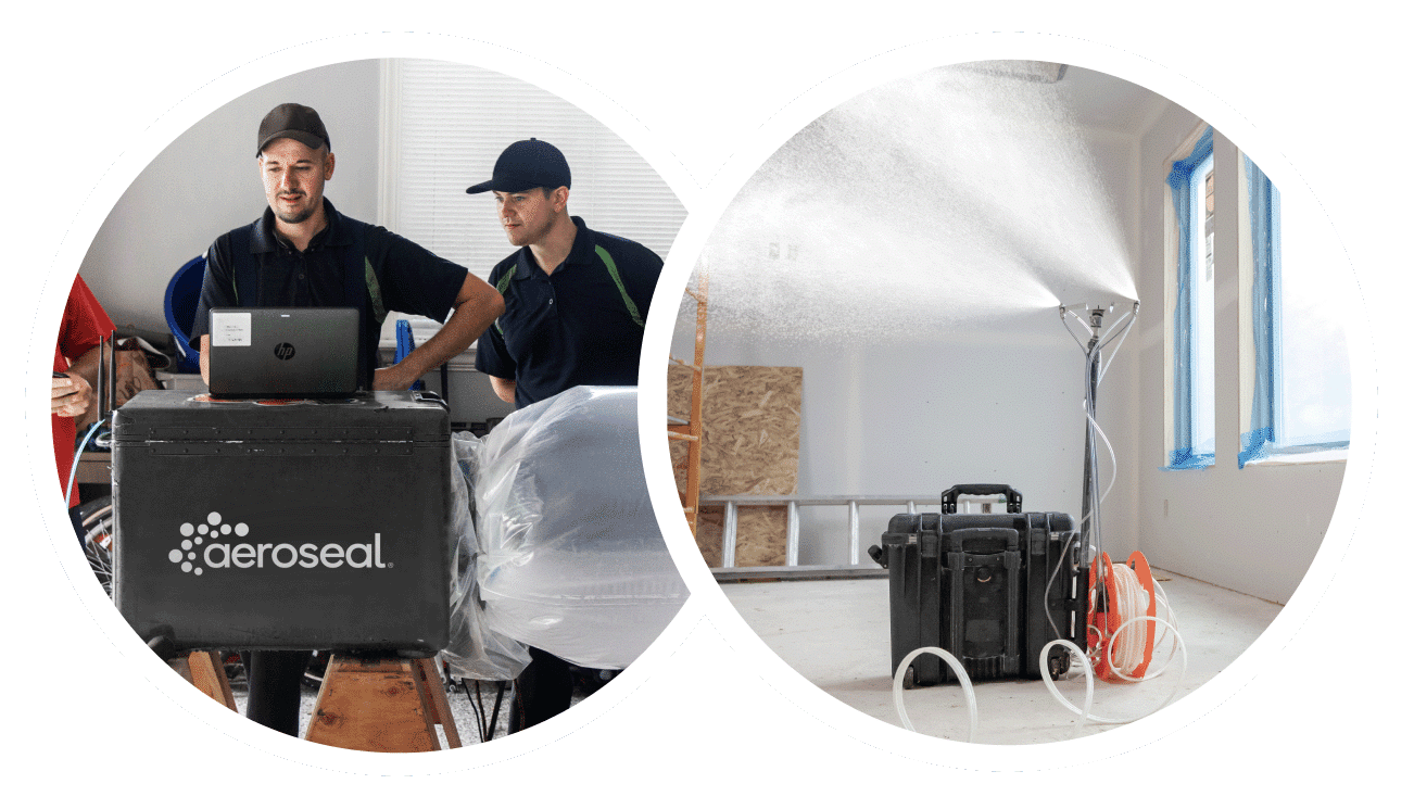 Aeroseal professional equipment setup for duct sealing